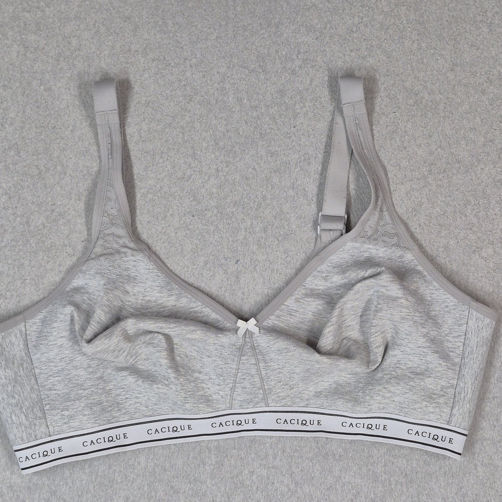 Cacique Women Bra 48D Gray Unlined Full Coverage No Wire